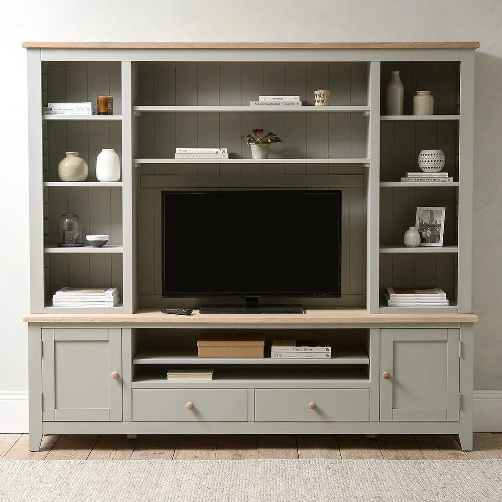 Chester Extra Large TV and Media Storage Unit - Dove Grey, Oak image