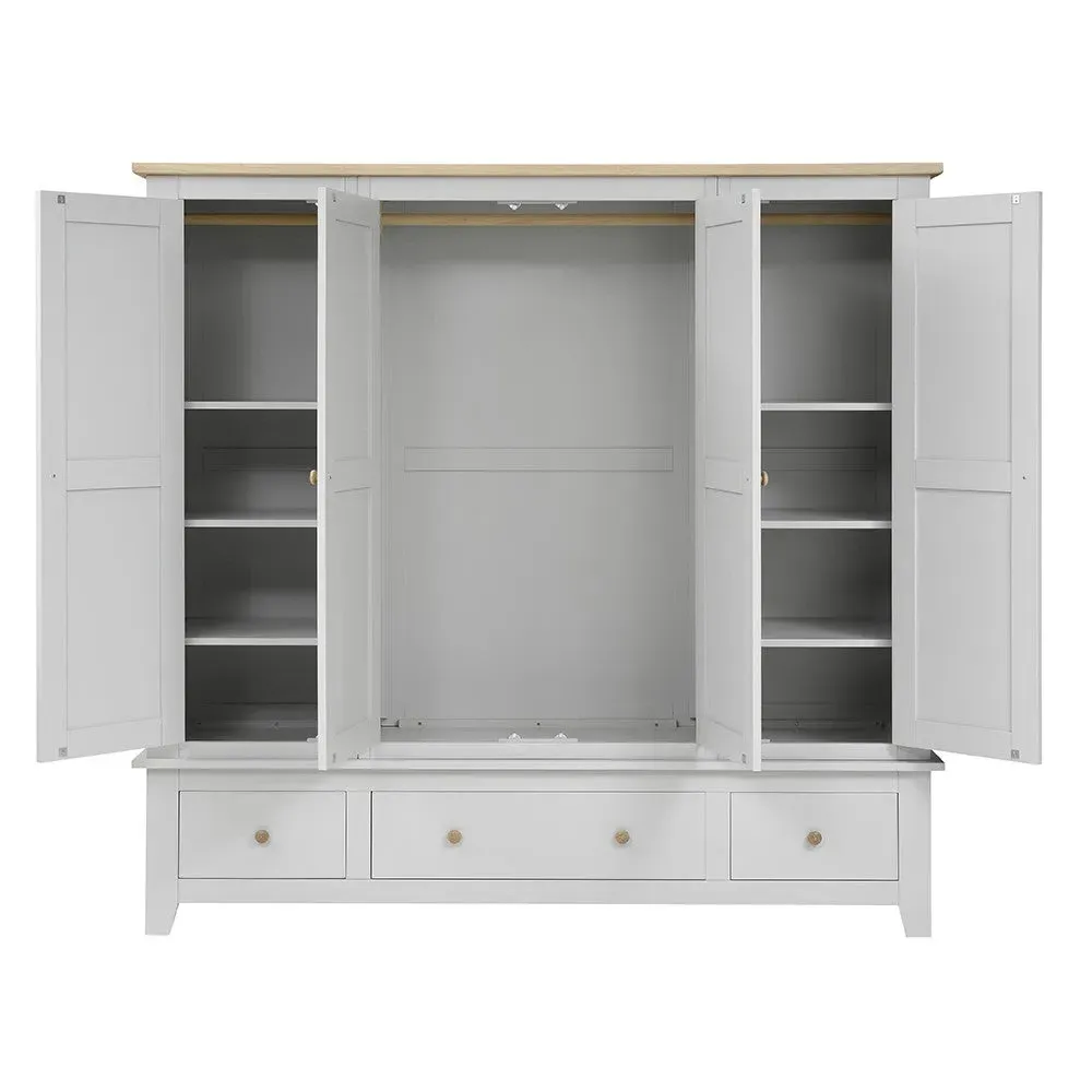 Chester Four Door Wardrobe - Dove Grey