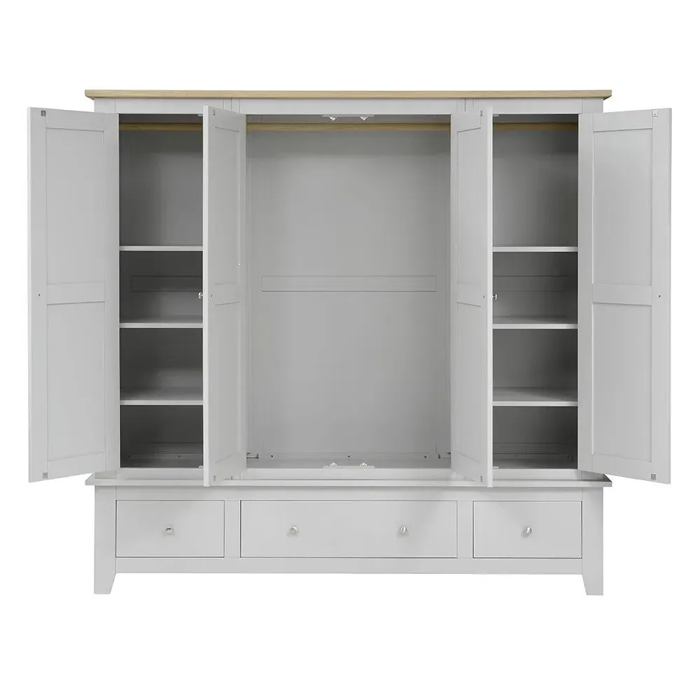 Chester Four Door Wardrobe - Dove Grey