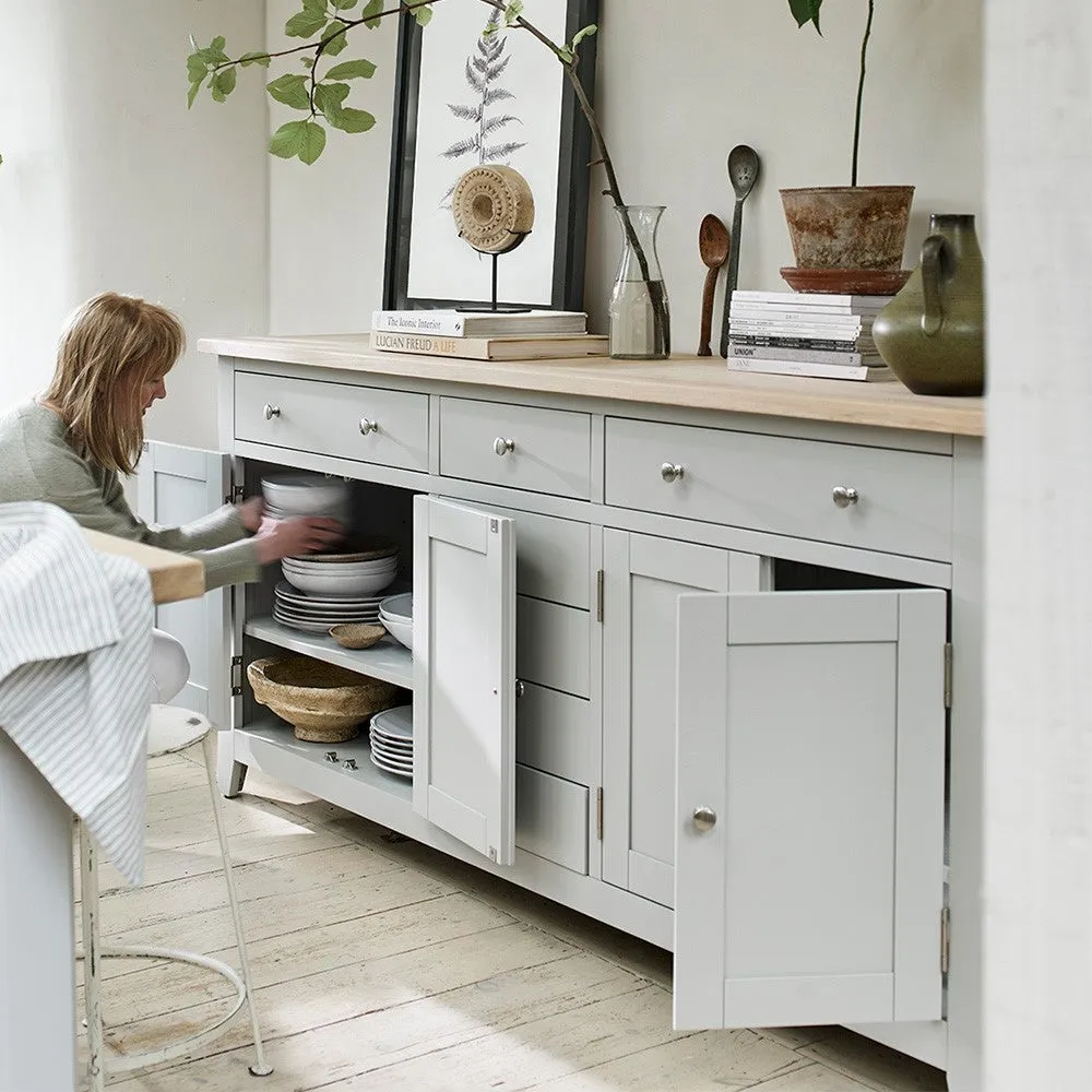 Chester Grand Sideboard - Dove Grey, Oak