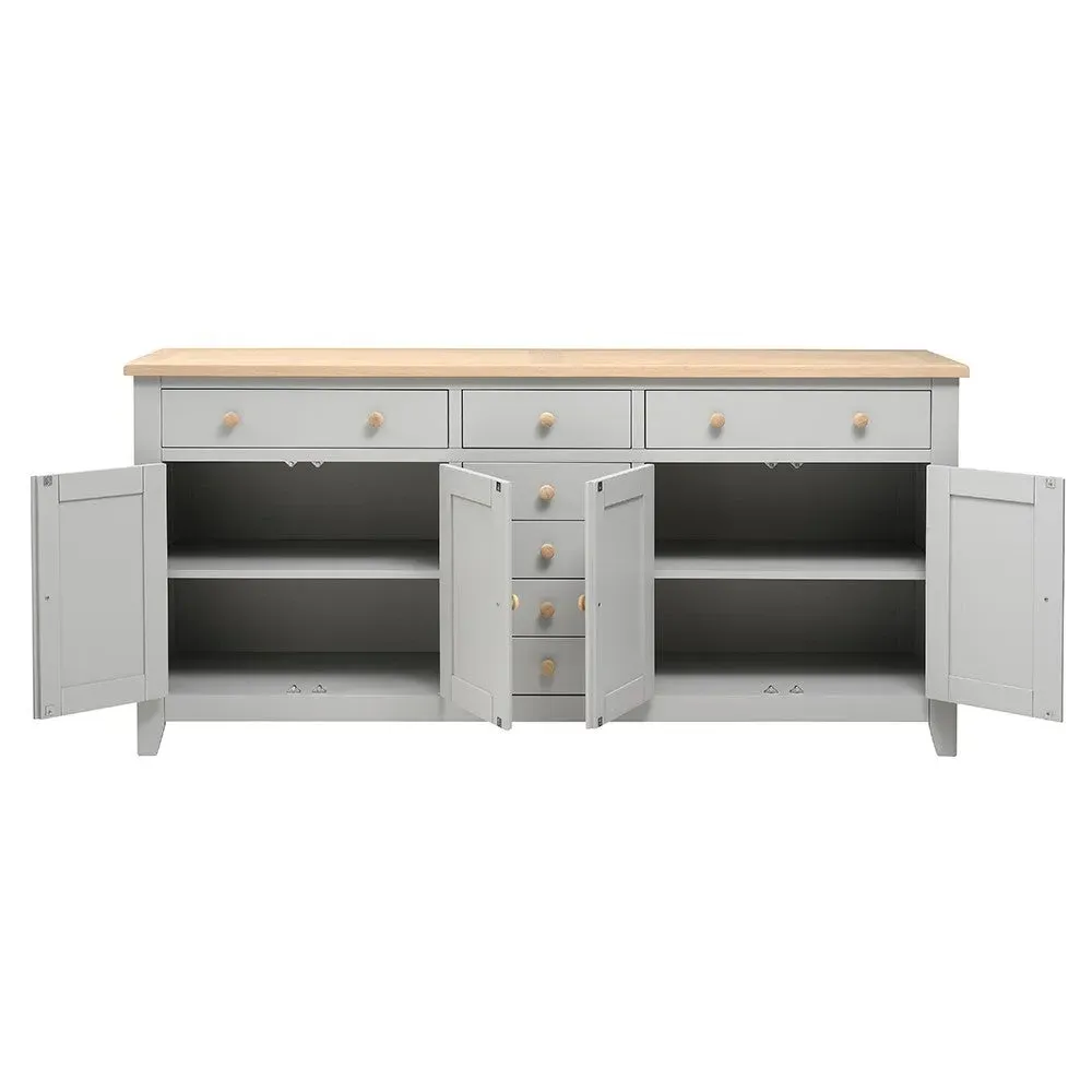 Chester Grand Sideboard - Dove Grey, Oak