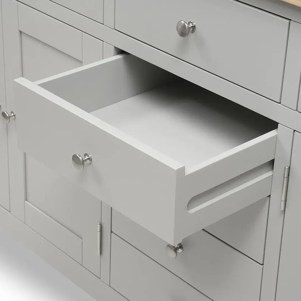 Chester Grand Sideboard - Dove Grey, Oak