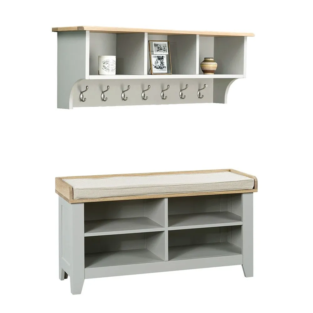 Chester Hallway Shoe Bench Set - Dove Grey