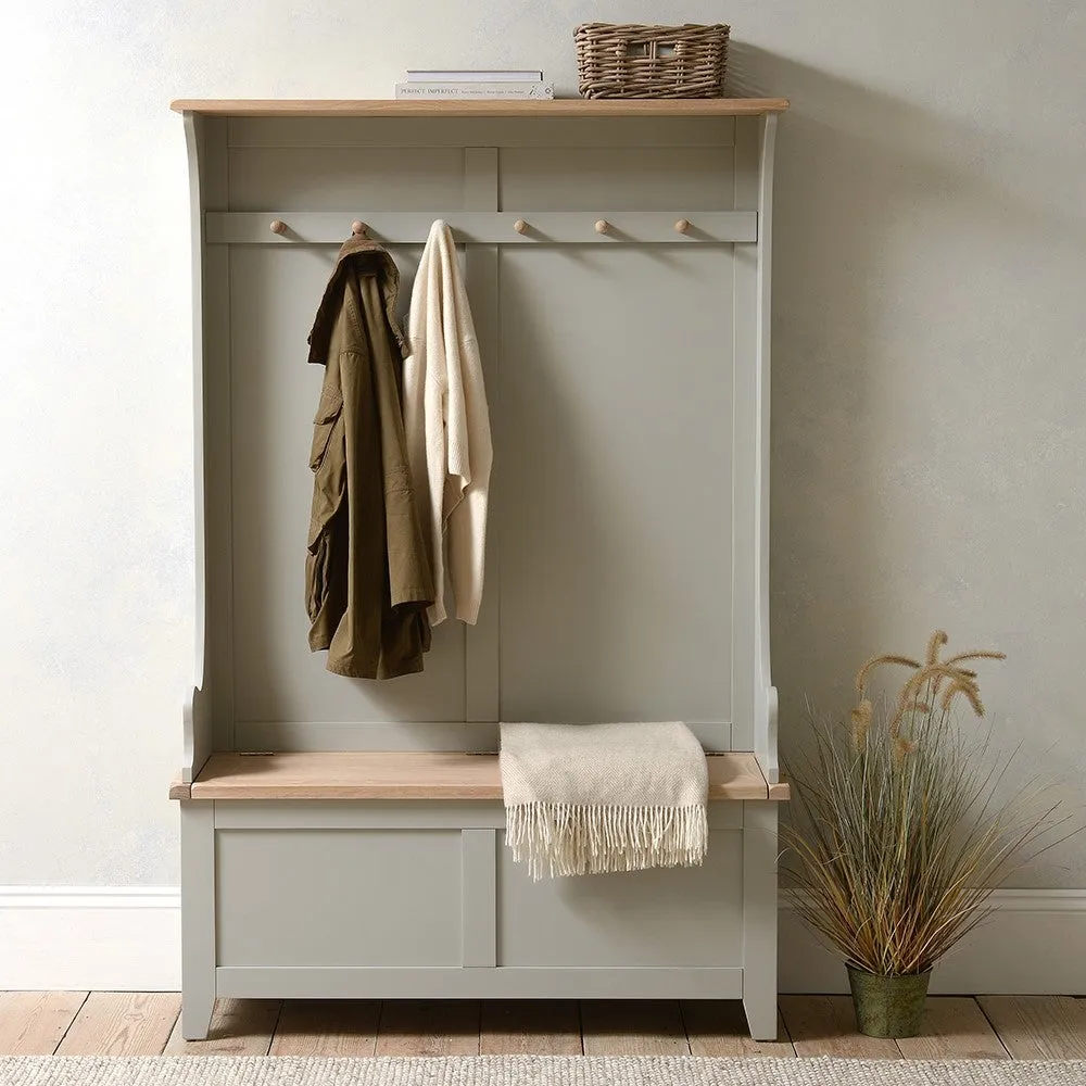 Chester Hallway Tidy with Storage - Dove Grey, Oak