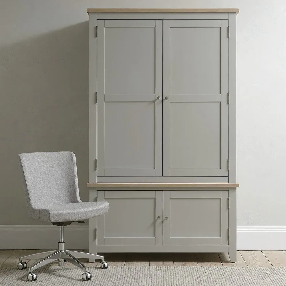 Chester Hideaway Home Office - Dove Grey, Oak