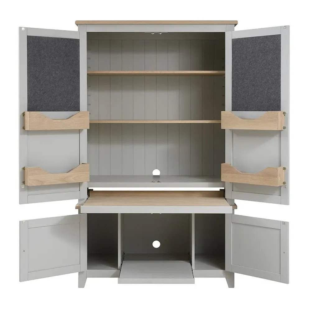 Chester Hideaway Home Office - Dove Grey, Oak