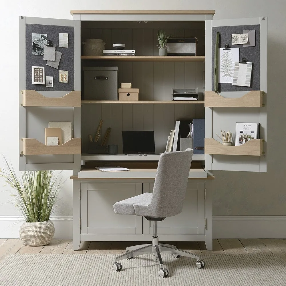 Chester Hideaway Home Office - Dove Grey, Oak