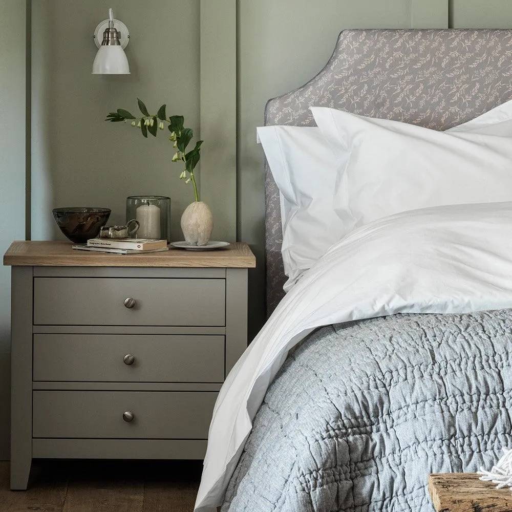 Chester Jumbo Bedside Table - Dove Grey, Oak