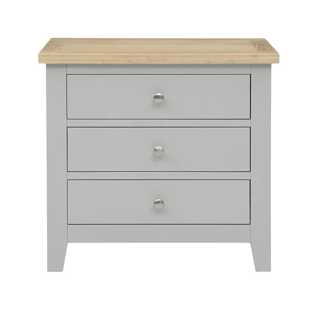 Chester Jumbo Bedside Table - Dove Grey, Oak