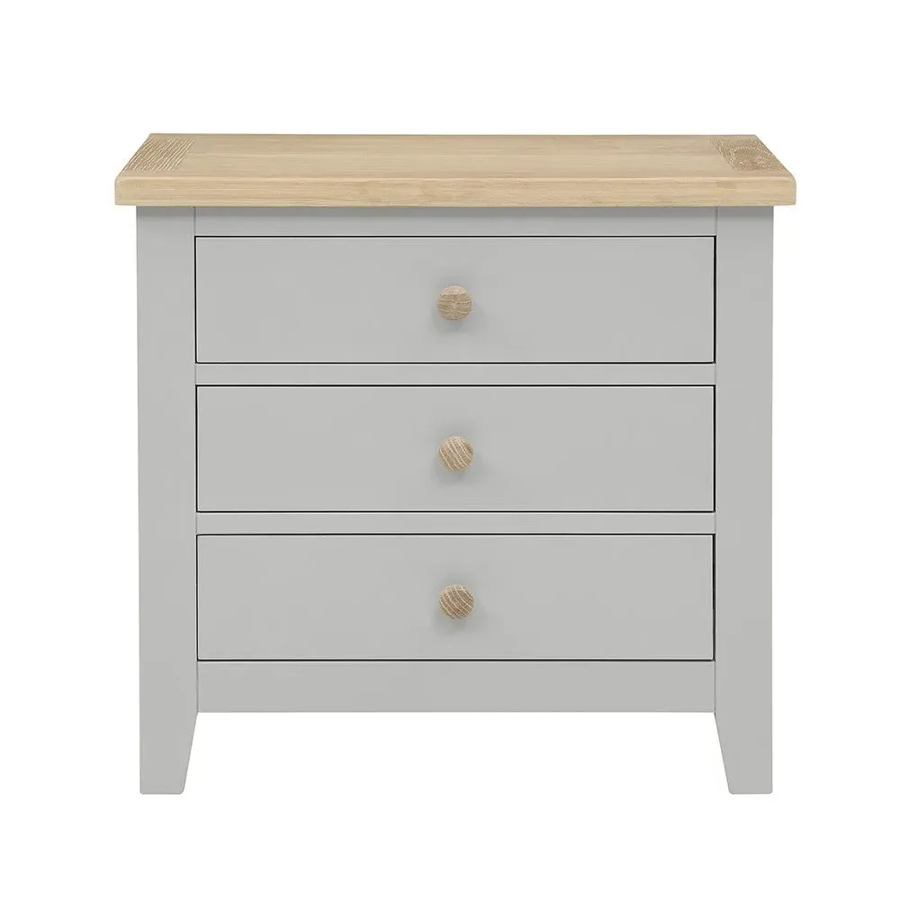 Chester Jumbo Bedside Table - Dove Grey, Oak