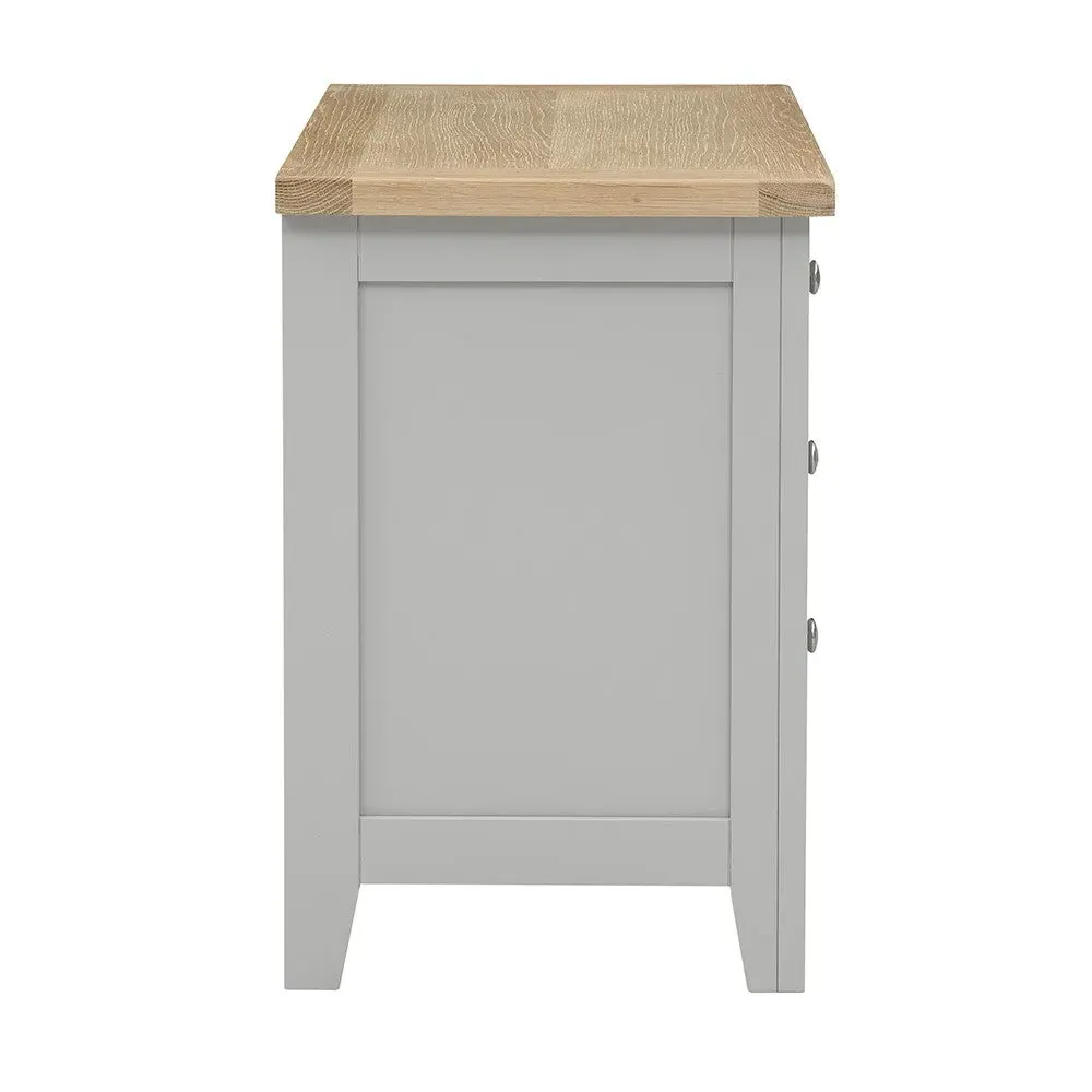 Chester Jumbo Bedside Table - Dove Grey, Oak