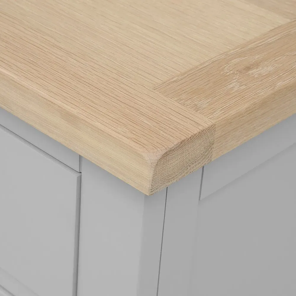 Chester Jumbo Bedside Table - Dove Grey, Oak