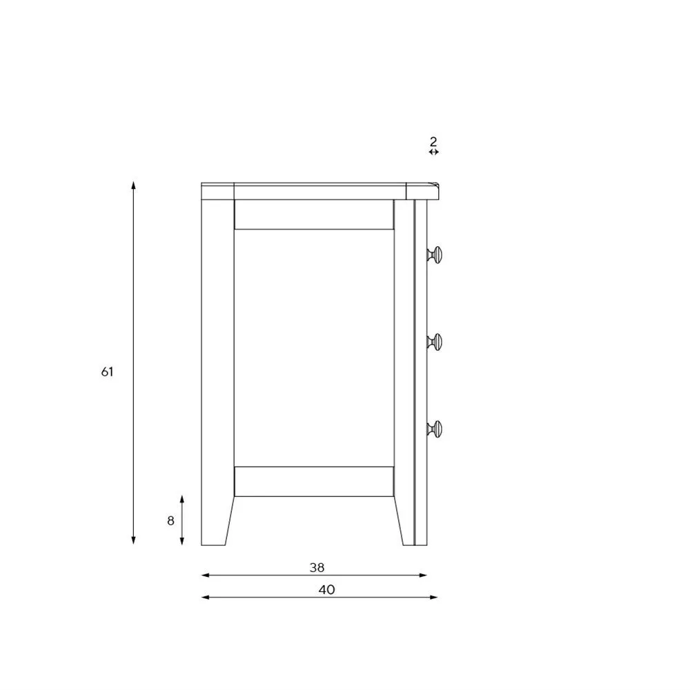 Chester Jumbo Bedside Table - Dove Grey, Oak