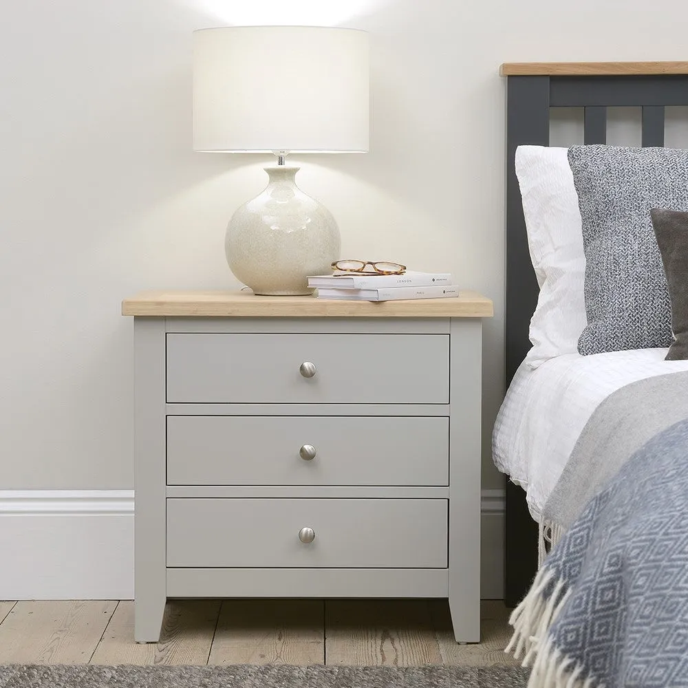 Chester Jumbo Bedside Table - Dove Grey, Oak