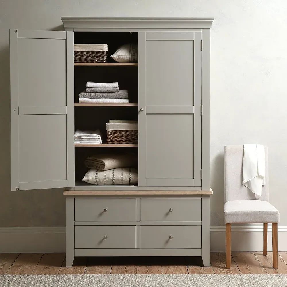 Chester Linen Cupboard - Dove Grey, Oak