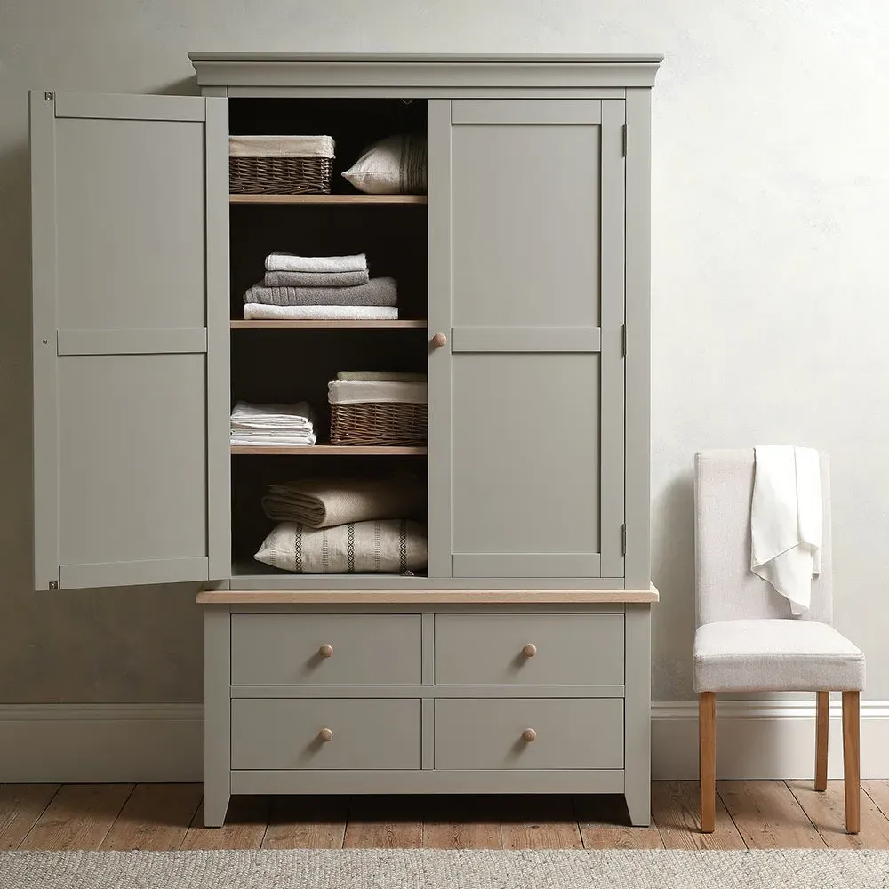 Chester Linen Cupboard - Dove Grey, Oak