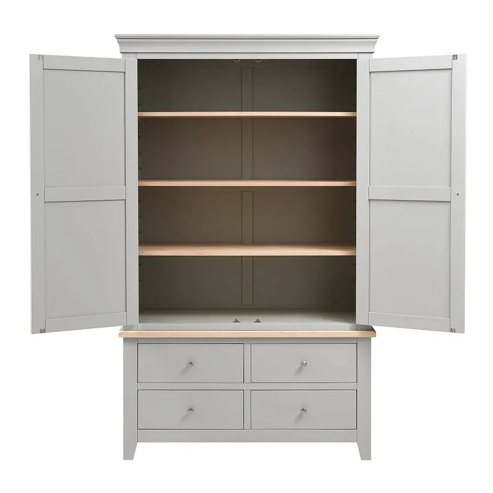 Chester Linen Cupboard - Dove Grey, Oak