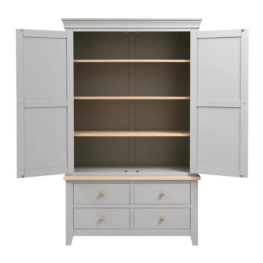 Chester Linen Cupboard - Dove Grey, Oak