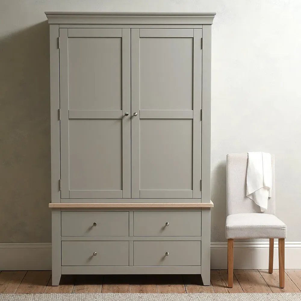 Chester Linen Cupboard - Dove Grey, Oak