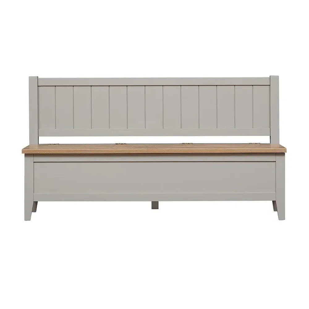 Chester Monks Bench with Storage - Dove Grey, Oak