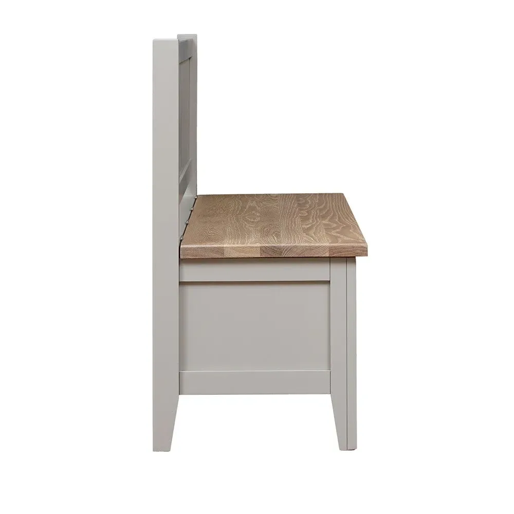 Chester Monks Bench with Storage - Dove Grey, Oak