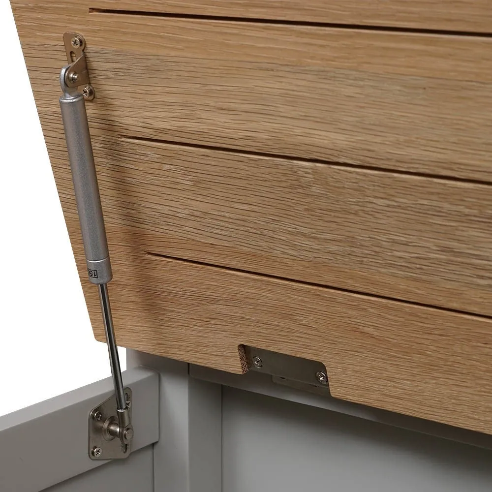 Chester Monks Bench with Storage - Dove Grey, Oak