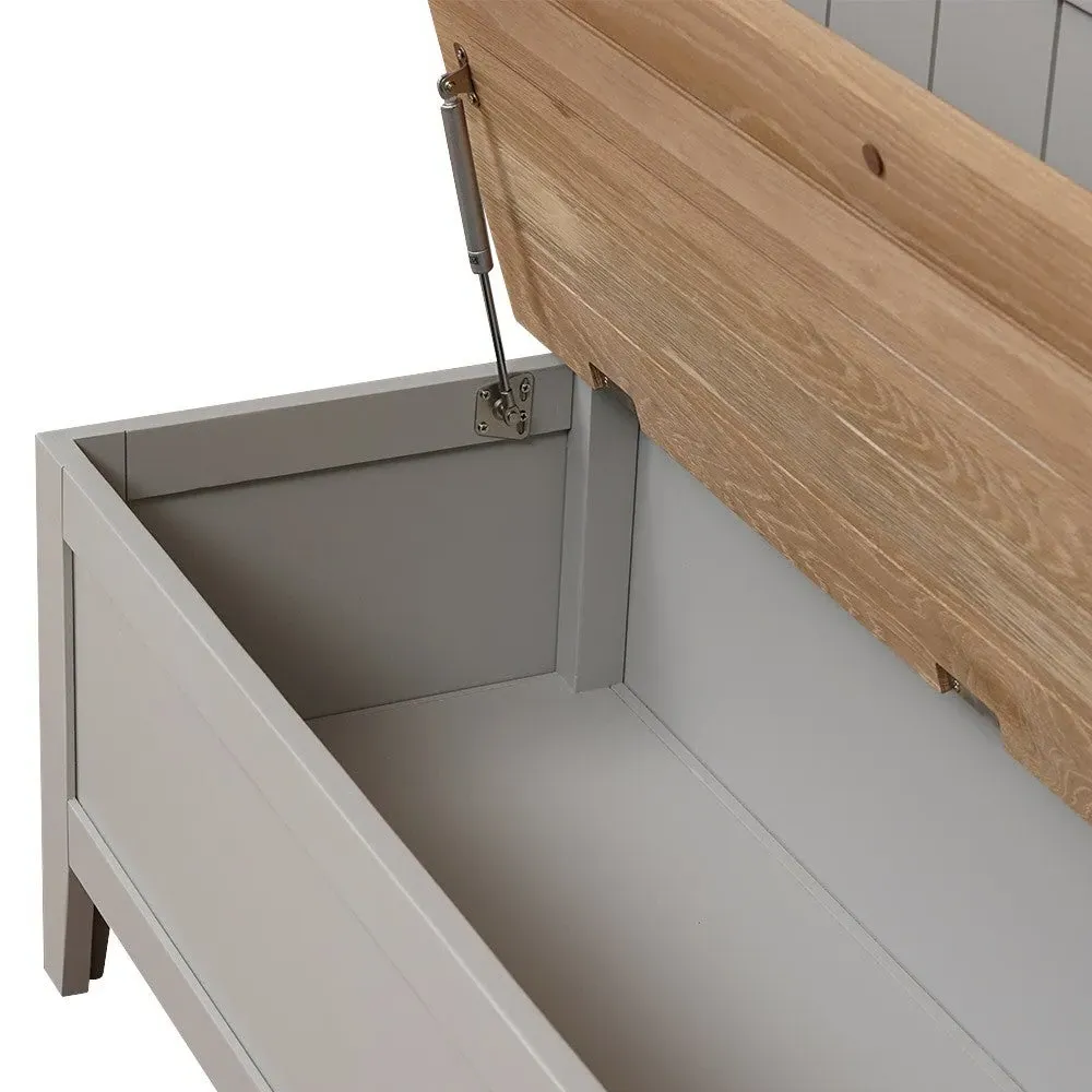 Chester Monks Bench with Storage - Dove Grey, Oak