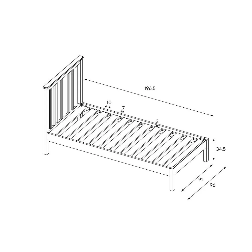 Chester Single Bed Frame - Dove Grey, Oak