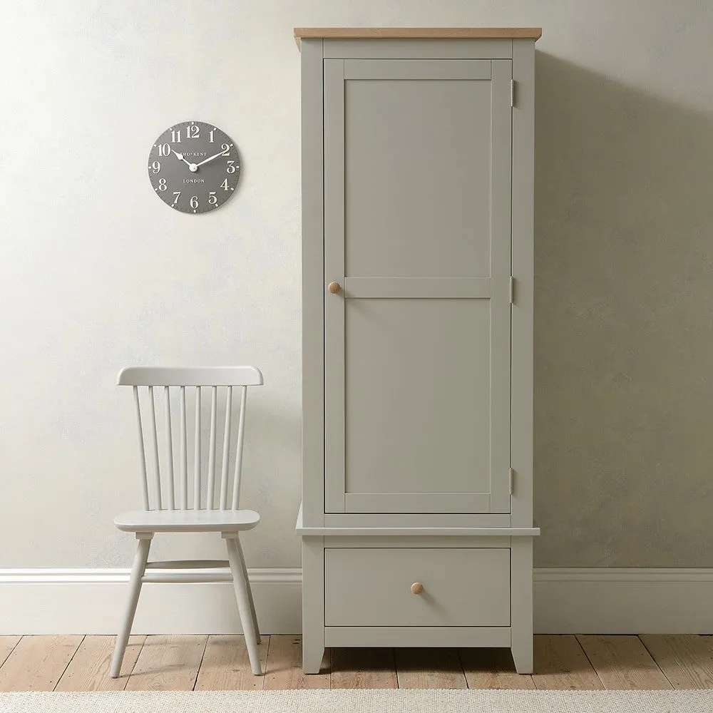 Chester Single Wardrobe - Dove Grey, Oak