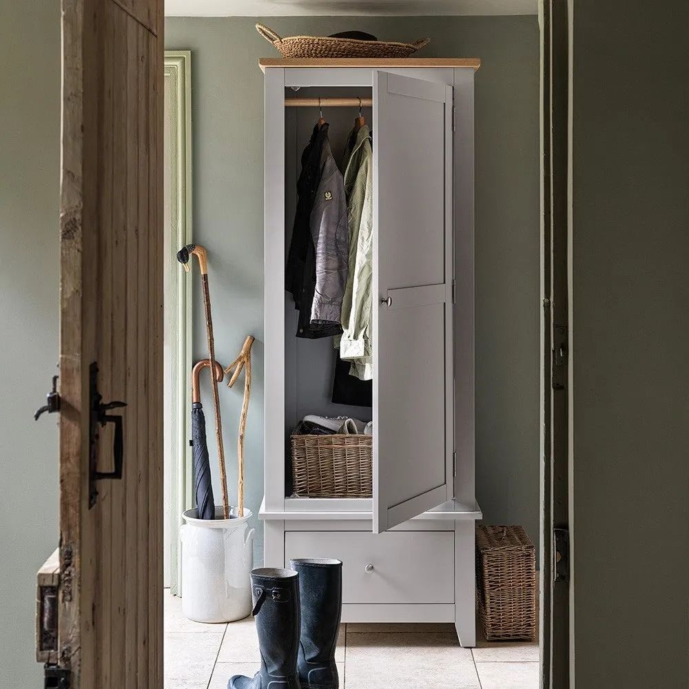 Chester Single Wardrobe - Dove Grey, Oak