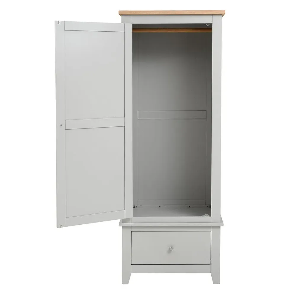Chester Single Wardrobe - Dove Grey, Oak