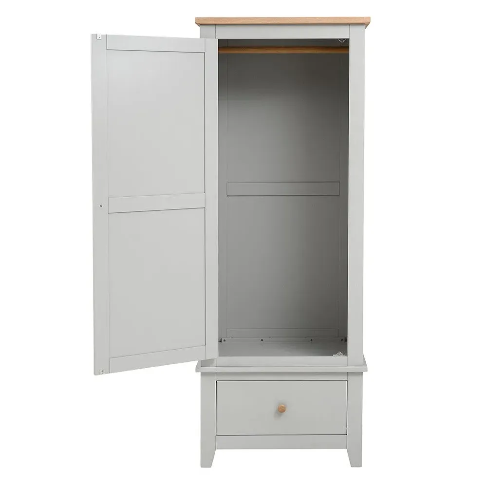 Chester Single Wardrobe - Dove Grey, Oak