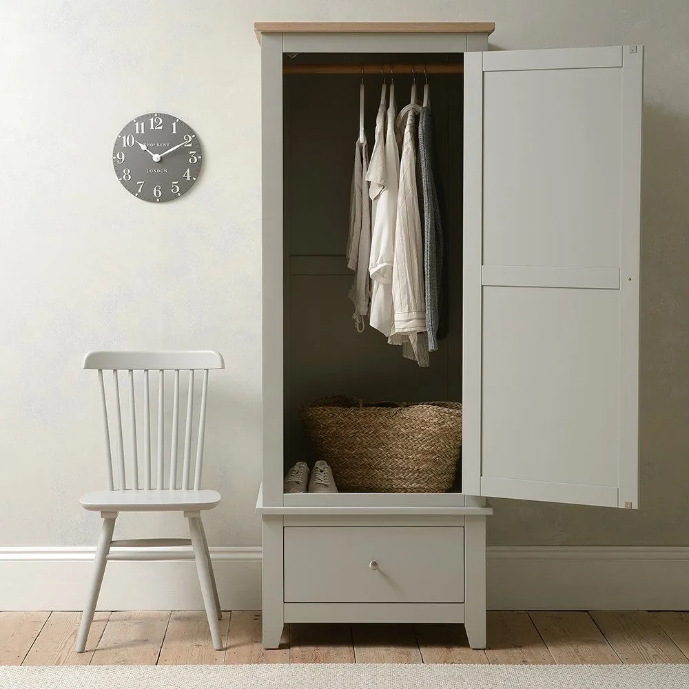 Chester Single Wardrobe - Dove Grey, Oak
