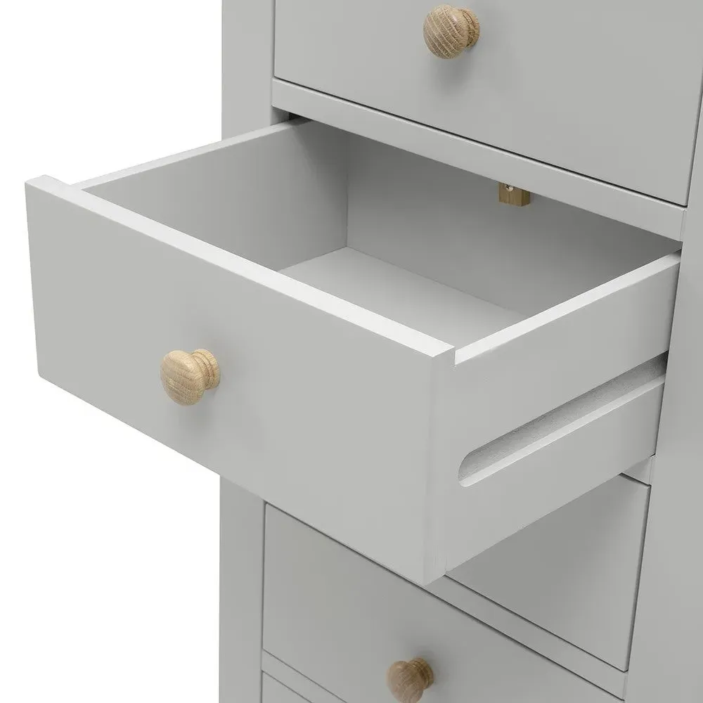 Chester Tallboy 6-Drawer Chest - Dove Grey, Oak Veneer by The Cotswold Company, image 8