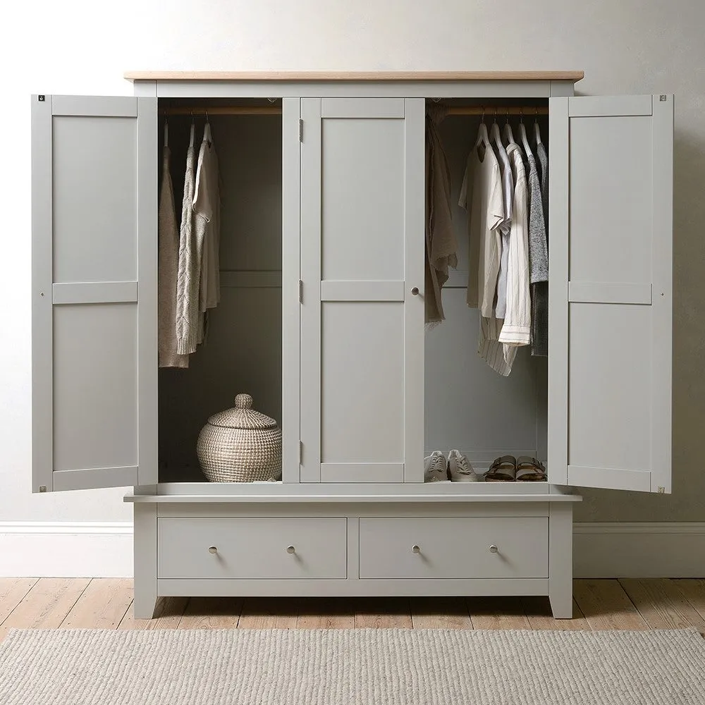 Chester Triple Wardrobe - Dove Grey, Oak