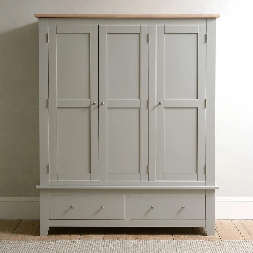 Chester Triple Wardrobe - Dove Grey, Oak