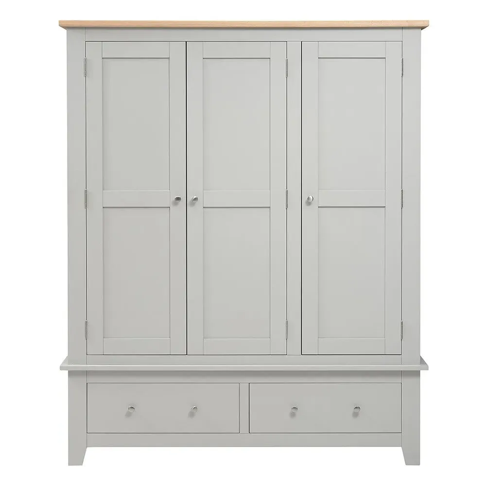 Chester Triple Wardrobe - Dove Grey, Oak