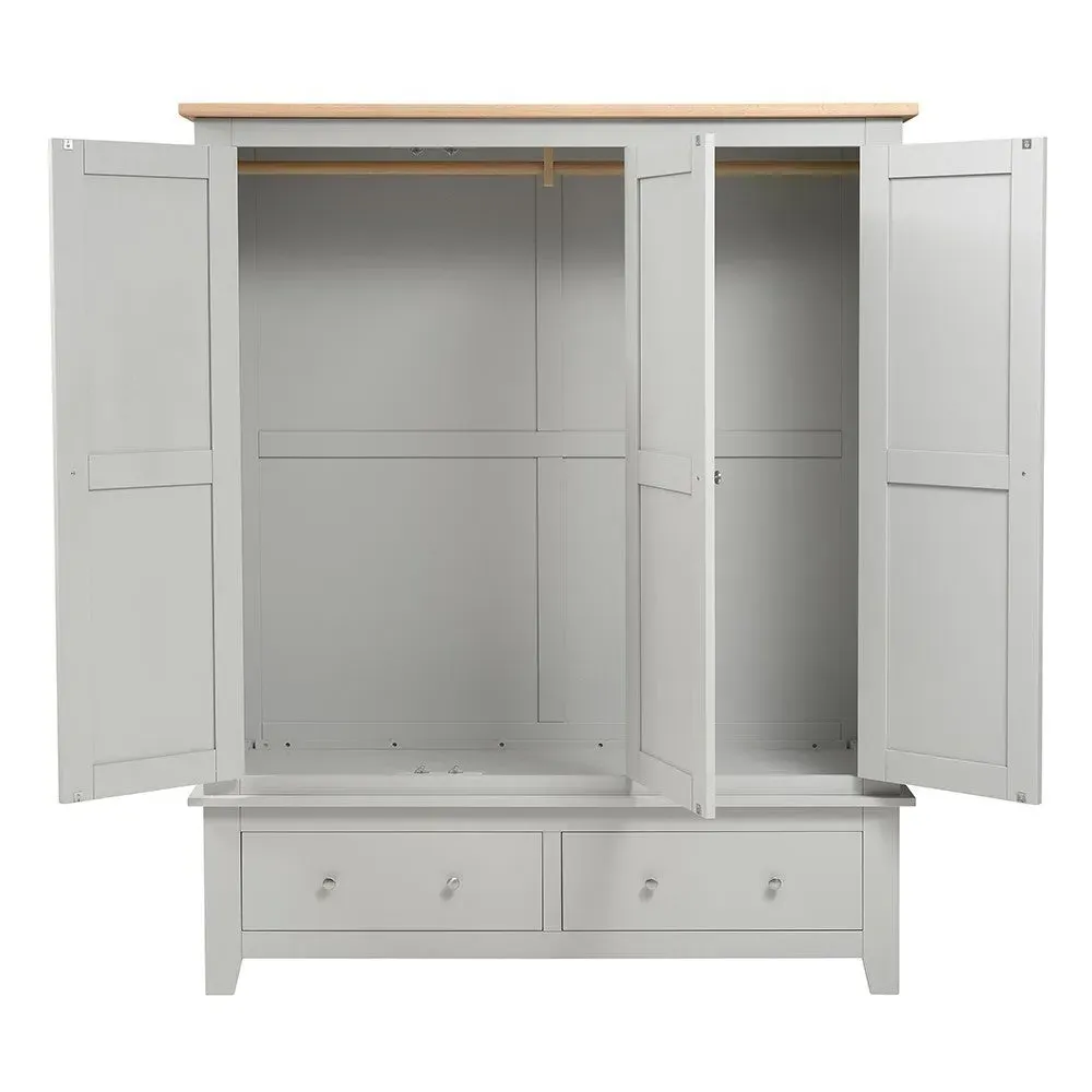 Chester Triple Wardrobe - Dove Grey, Oak
