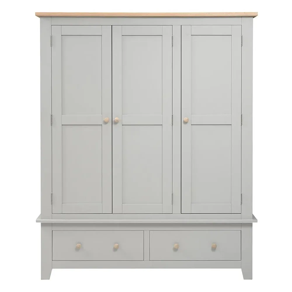 Chester Triple Wardrobe - Dove Grey, Oak