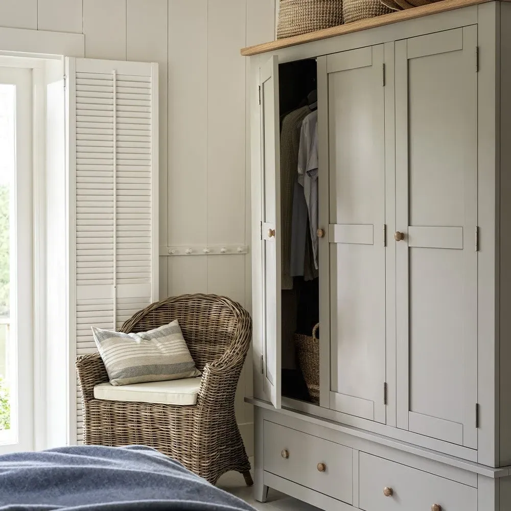 Chester Triple Wardrobe - Dove Grey, Oak