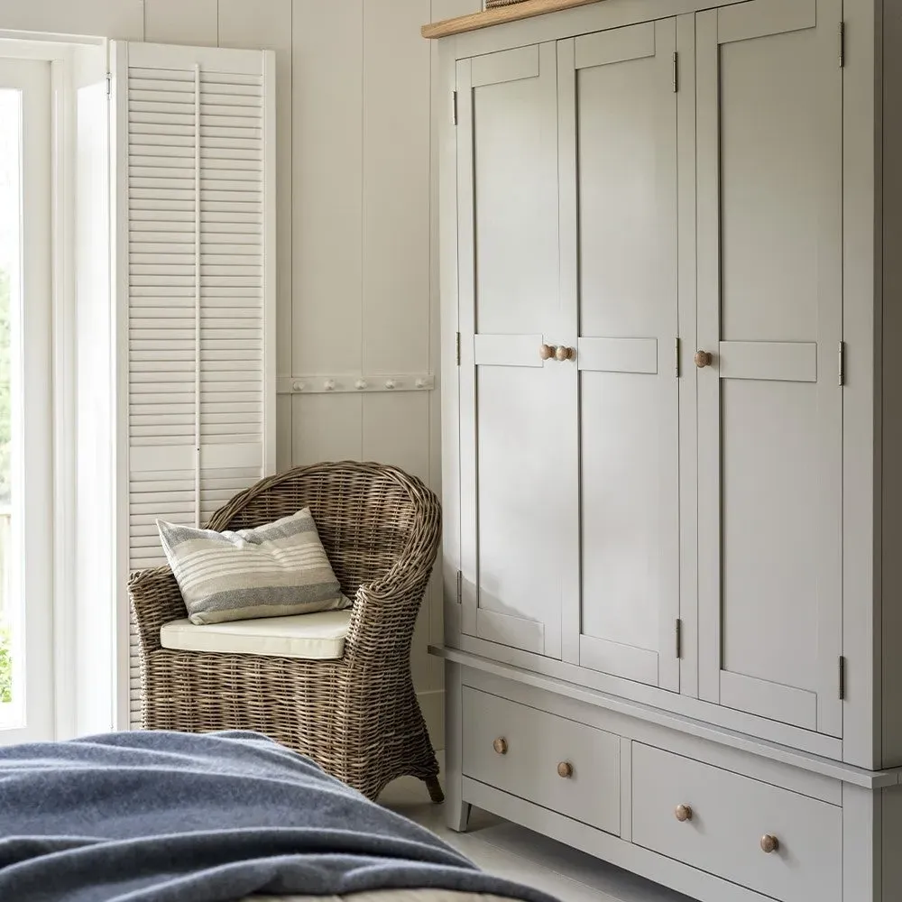 Chester Triple Wardrobe - Dove Grey, Oak image