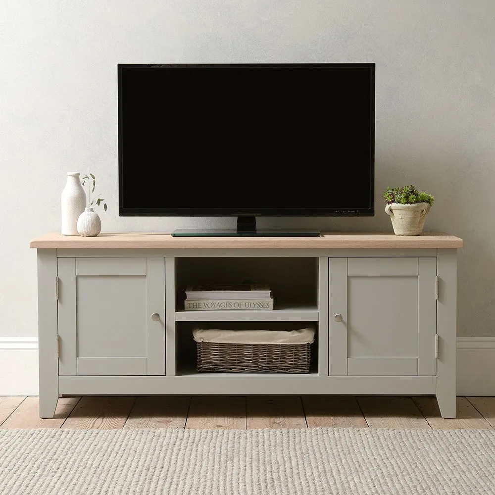 Chester TV Stand - Dove Grey, Oak
