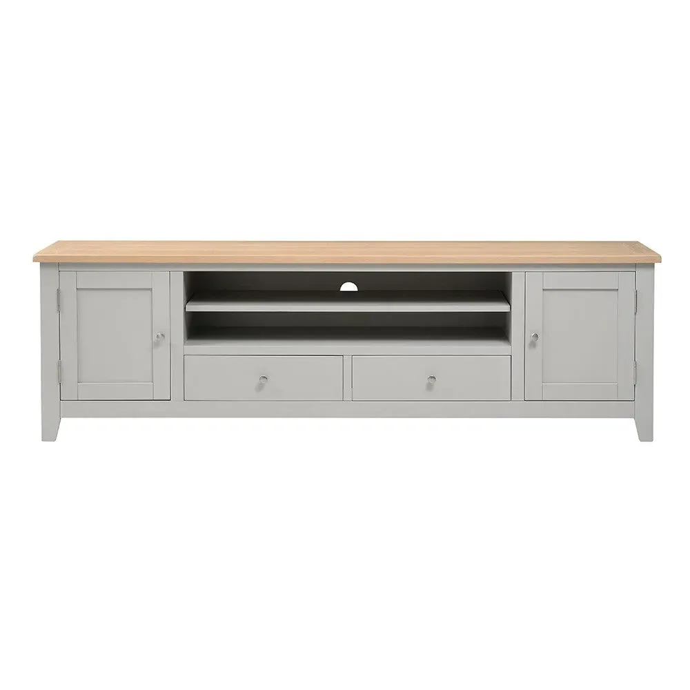 Chester TV Stand with Storage - Dove Grey, Oak