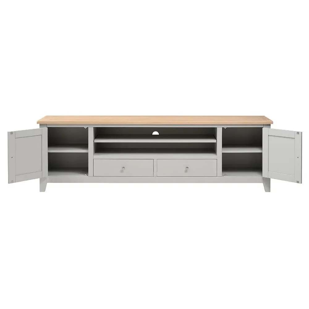 Chester TV Stand with Storage - Dove Grey, Oak