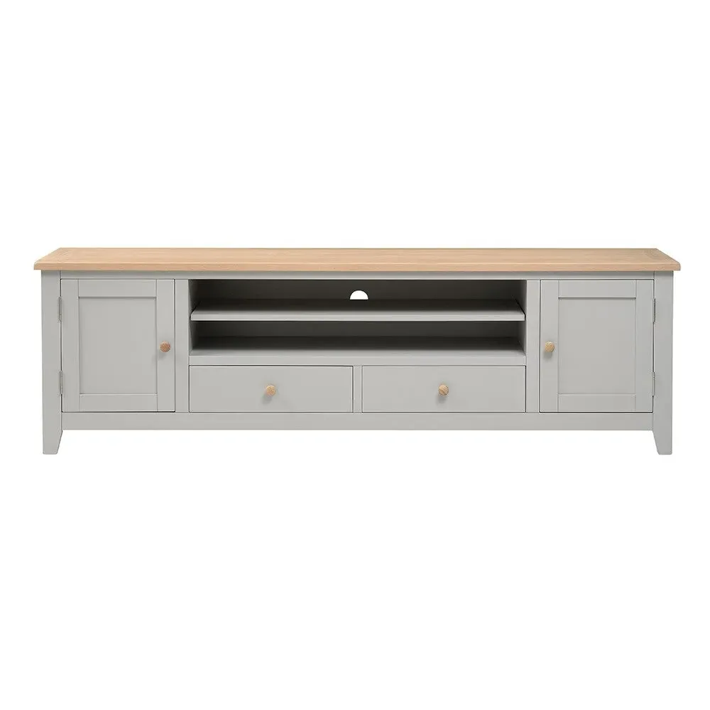 Chester TV Stand with Storage - Dove Grey, Oak