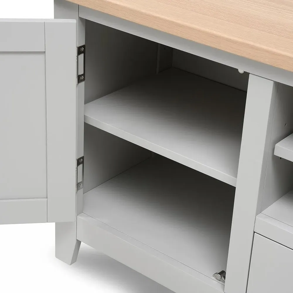 Chester TV Stand with Storage - Dove Grey, Oak