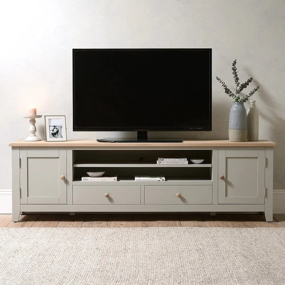 Chester TV Stand with Storage - Dove Grey, Oak image