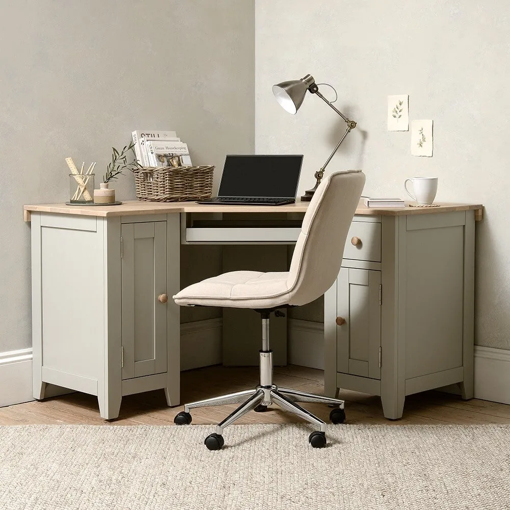 Corner Desk with Storage - Dove Grey