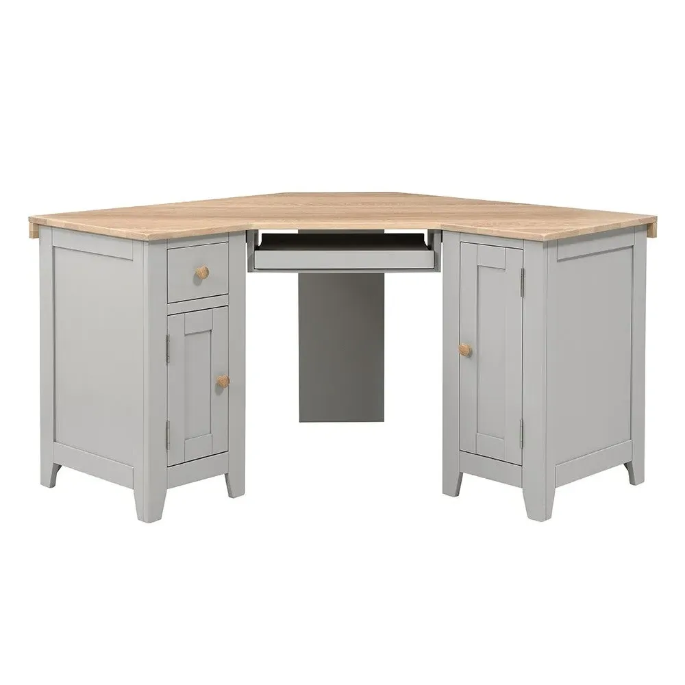 Corner Desk with Storage - Dove Grey