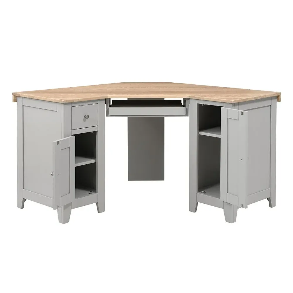 Corner Desk with Storage - Dove Grey